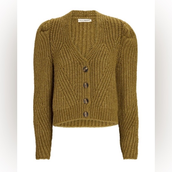 NWT Ulla Johnson Greta Olive Green Alpaca Knit Designer Cardigan in Topenade S - Picture 3 of 8